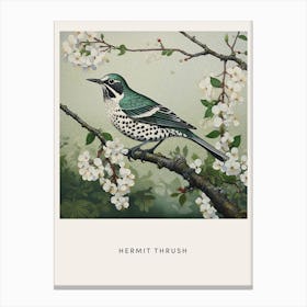 Ohara Koson Inspired Bird Painting Hermit Thrush 3 Poster Canvas Print