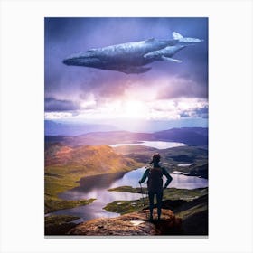 Encounter With A Flying Whale Canvas Print