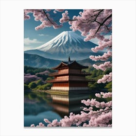 Mt Fuji Cherry Blossoms Mount Fuji Japan 4 Canvas Print