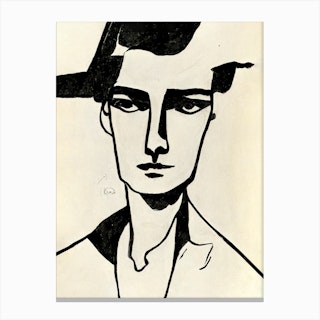 Male Sketch Portrait 2 Canvas Line Art Print
