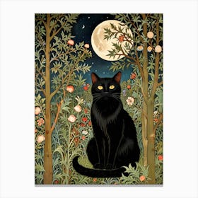 William Morris Black Cat In The Forest 13 Canvas Print