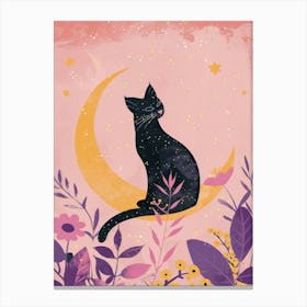 Black Cat On The Moon 4 Canvas Print