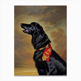 Flat Coated Retriever 3 Renaissance Portrait Oil Painting Canvas Print