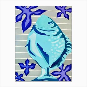 Blue Fish and purple flowers canvas  Canvas Print