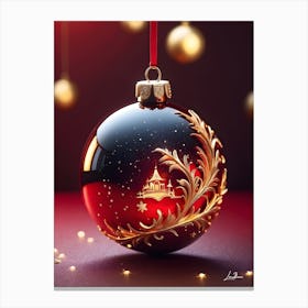 Splendid gold and red Christmas ball Canvas Print