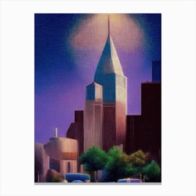 Mobile, City Us  Pointillism Canvas Print