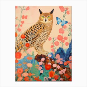 Maximalist Bird Painting Great Horned Owl 4 Canvas Print