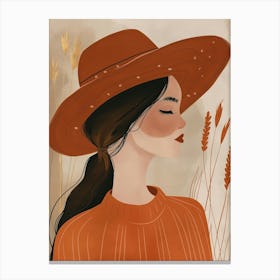 Autumn Girl In A Hat Canvas Print