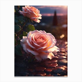 Roses At Sunset Print Canvas Print