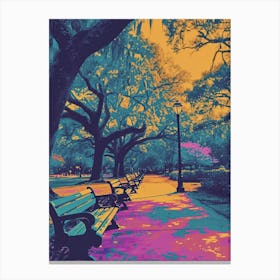 City Park Retro Pop Art 2 Canvas Print