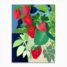Wild Strawberries, Plant Abstract Still Life Canvas Print