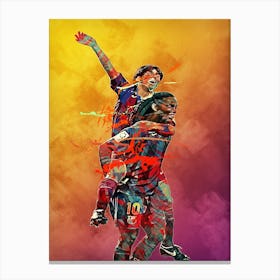 Messi And Ronaldinho Canvas Print