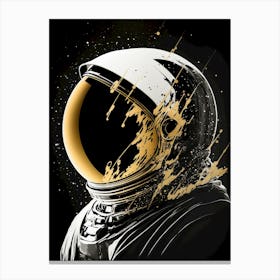 Gold Astronaut Painting Canvas Print