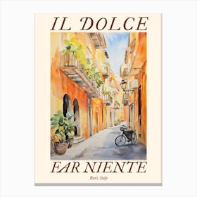 Il Dolce Far Niente Bari, Italy Watercolour Streets 2 Poster Canvas Print