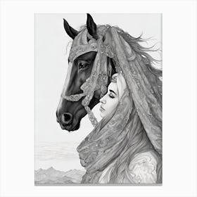 Woman And A Horse 2 Canvas Print