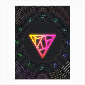 Neon Geometric Glyph in Pink and Yellow Circle Array on Black n.0081 Canvas Print