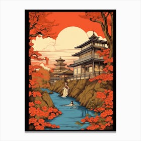 Kusatsu Onsen, Japan Vintage Travel Art 2 Canvas Print