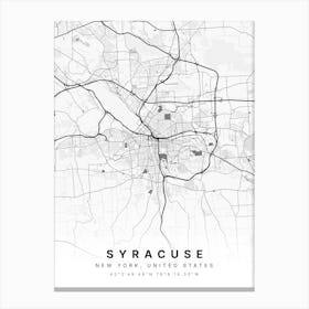 Syracuse New York USA White Map Stampe su tela