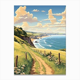 South West Coast Path England 2 Vintage Travel Illustration Canvas Print