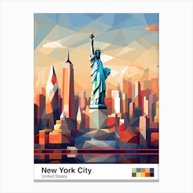 New York City, Usa, Geometric Illustration 1 Poster Canvas Print