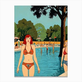 Two Women In Bikinis Canvas Print