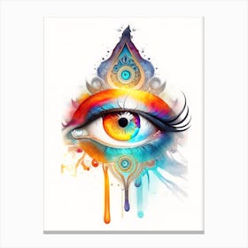 Om Aum, Symbol, Third Eye Watercolour 3 Canvas Print