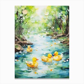 Yellow Duckling Collage Canvas Print