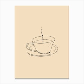 Cup Of Tea Minimalist Line Art Monoline Illustration Canvas Print