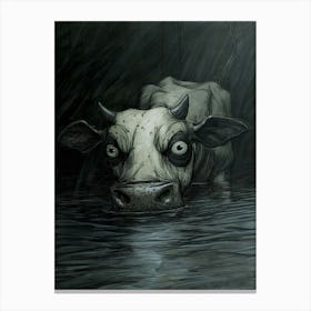 Cow In The Water Canvas Print