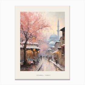 Dreamy Winter Painting Poster Istanbul Turkey Canvas Print