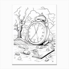 Line Art Inspired By The Persistence Of Memory 2 Canvas Print