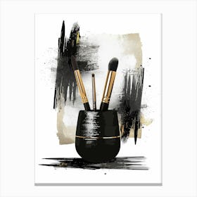 Black And Gold Makeup Brushes Canvas Print