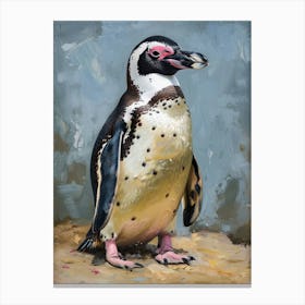 African Penguin Ross Island Oil Painting 2 Canvas Print