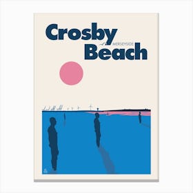 Crosby Beach, Travel Art (Blue) Canvas Print