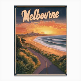 Aihrgdesign A Mid Century Modern Travel Poster For Melbourne Canvas Print