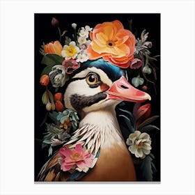 Bird With A Flower Crown Wood Duck Canvas Print