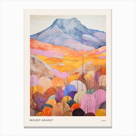 Mount Ararat Turkey 2 Colourful Mountain Illustration Poster Canvas Print