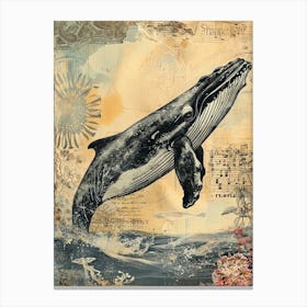 Vintage Whale Kitsch Collage 1 Canvas Print