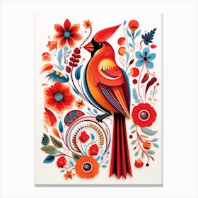 Scandinavian Bird Illustration Northern Cardinal 2 Canvas Print