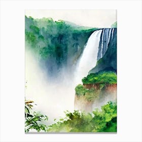 Jog Falls, India Water Colour  (1) Canvas Print