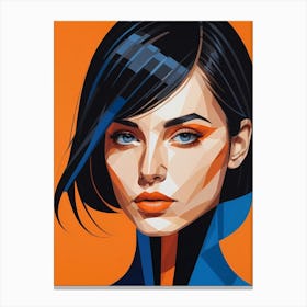 Geometric Fashion Woman Portrait Pop Art Orange (29) Canvas Print