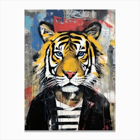 Tiger in a striped shirt Canvas Print