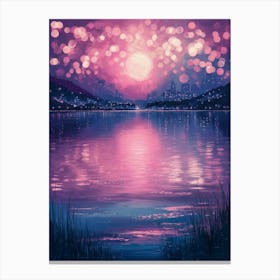 Night Sky Over The Lake Canvas Print