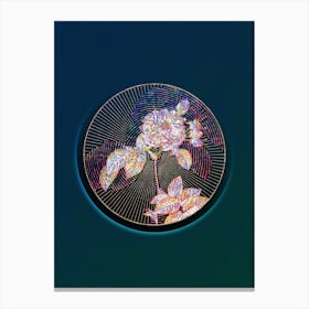 Abstract Pink Francfort Rose Mosaic Botanical Illustration Canvas Print