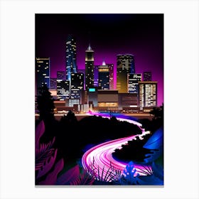 Neon city: fast lights #4 (synthwave/vaporwave/retrowave/cyberpunk) — aesthetic poster Canvas Print
