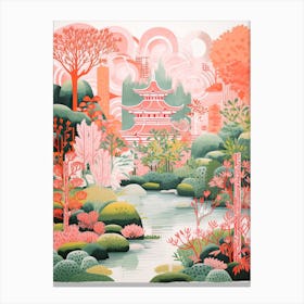 Kenrokuen Gardens Abstract Riso Style 4 Canvas Print