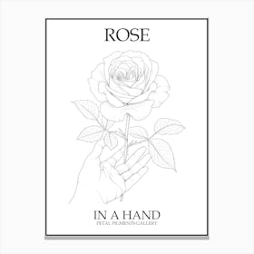 Rose In A Hand Line Drawing 2 Poster Canvas Print