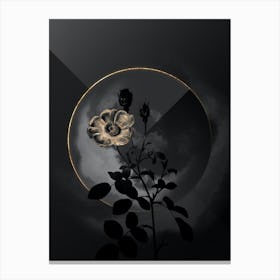 Shadowy Vintage Sparkling Rose Botanical in Black and Gold 1 Canvas Print