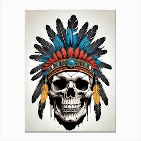 Skull Indian Headdress (23) Canvas Print