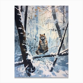 Winter Raccoon 1 Illustration Canvas Print